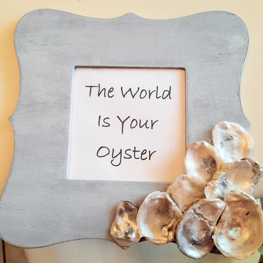 Gray Oyster Shell Picture Frame